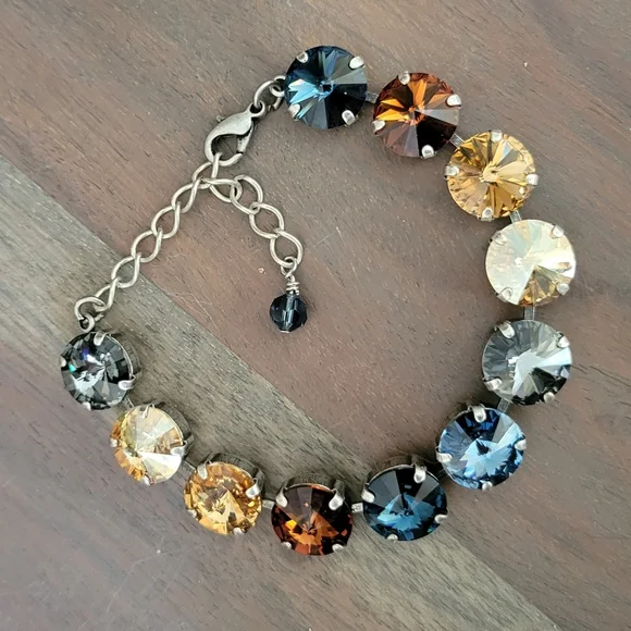 Austrian Crystal Tennis Bracelet in Antique Silver - Picture 6 of 12